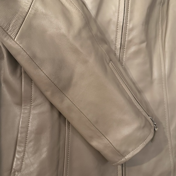 Pamela McCoy, Collared Leather Jacket, Tan, Size XS - Picture 4 of 4